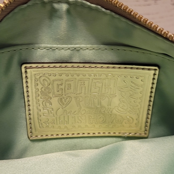 Coach Poppy Purse Gold Egglant/Glitter strap Mint Green interior - Picture 6 of 6
